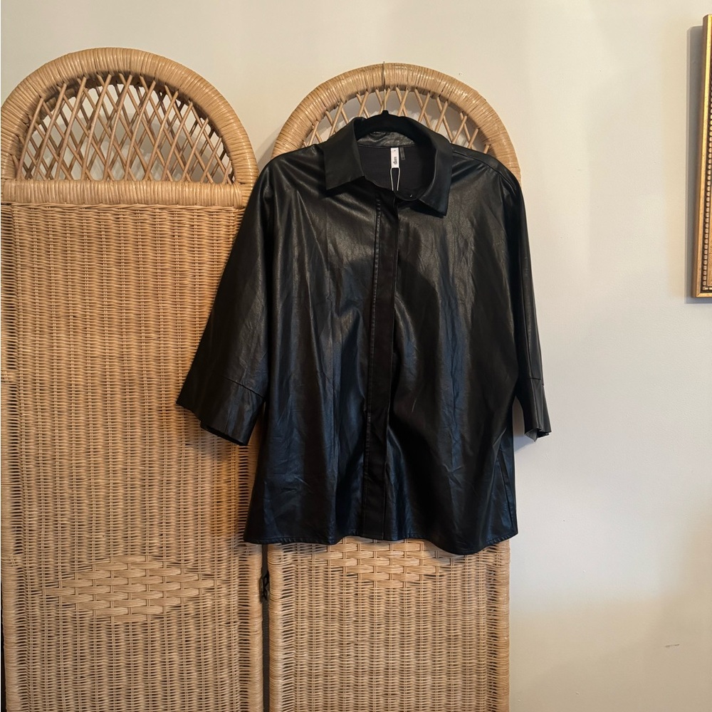 Glam Black Faux Leather Women's Jacket